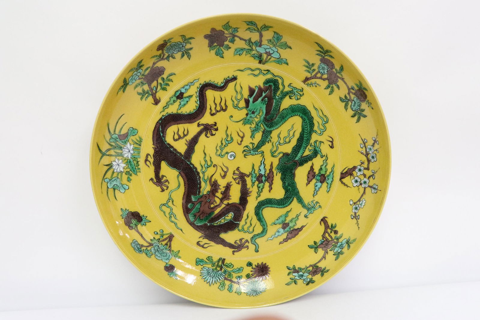 Chinese yellow background famille rose charger (1 of 14)