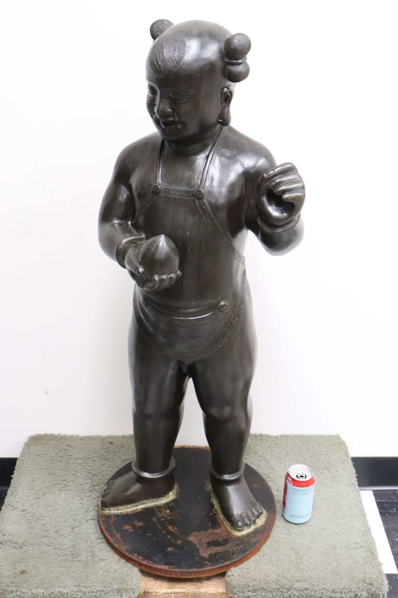 Large Chinese bronze sculpture of deity (1 of 10)