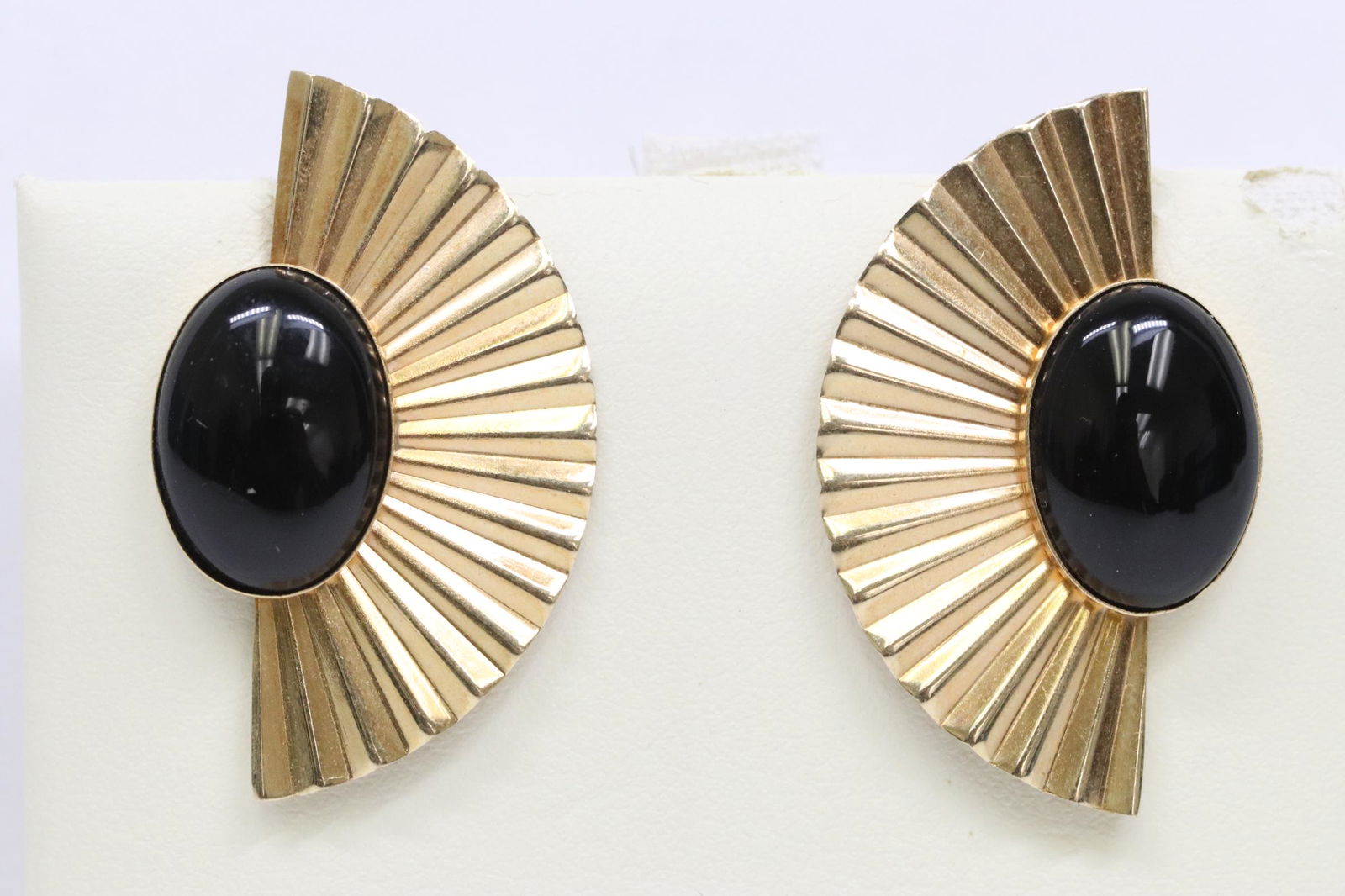 Pair 14K Y/G earrings with black onyx (1 of 10)
