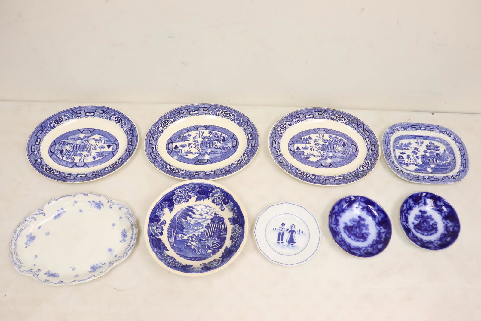 Lot of b&w flow blue porcelain pieces (1 of 10)
