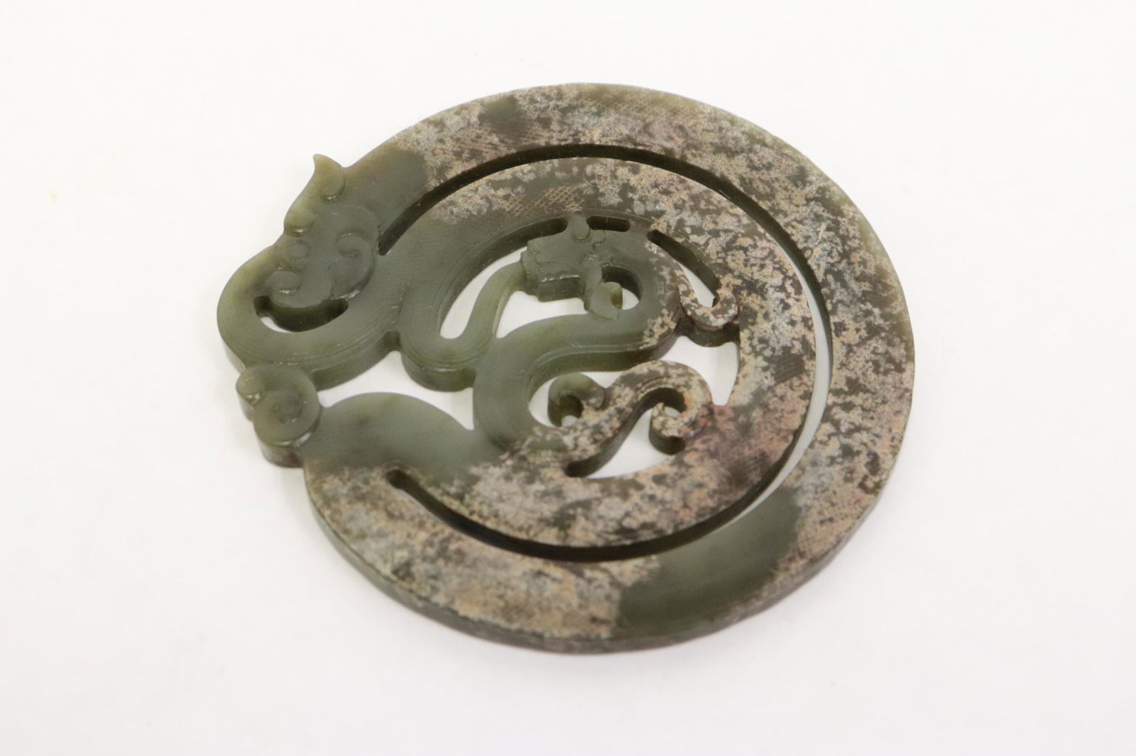 Vintage Chinese celadon jade carved pei (1 of 9)