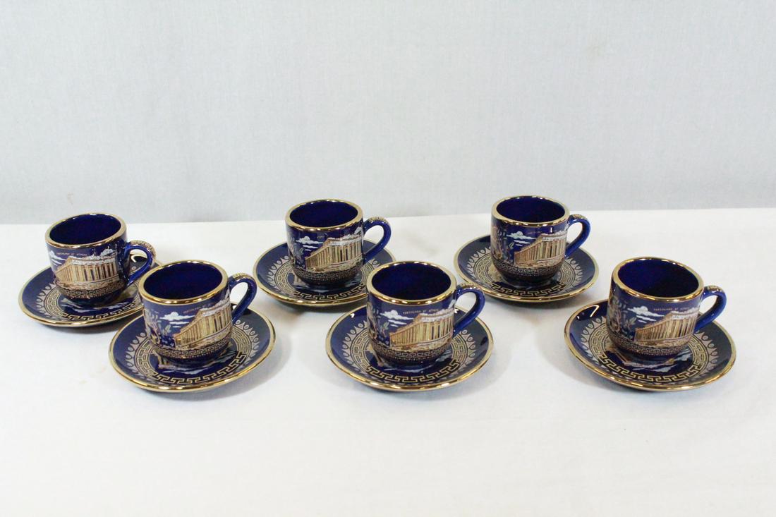 6 set of heavy gold leaved cups and saucers (1 of 10)