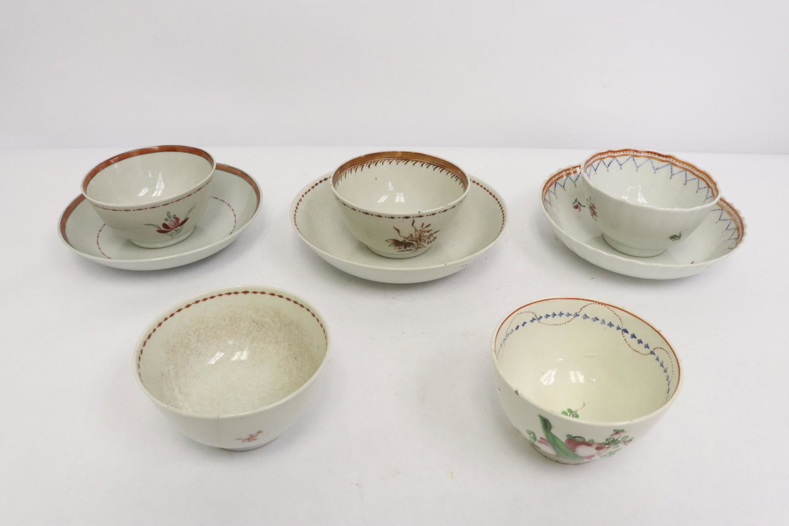Five 18th c. porcelain cups, three plates (1 of 9)