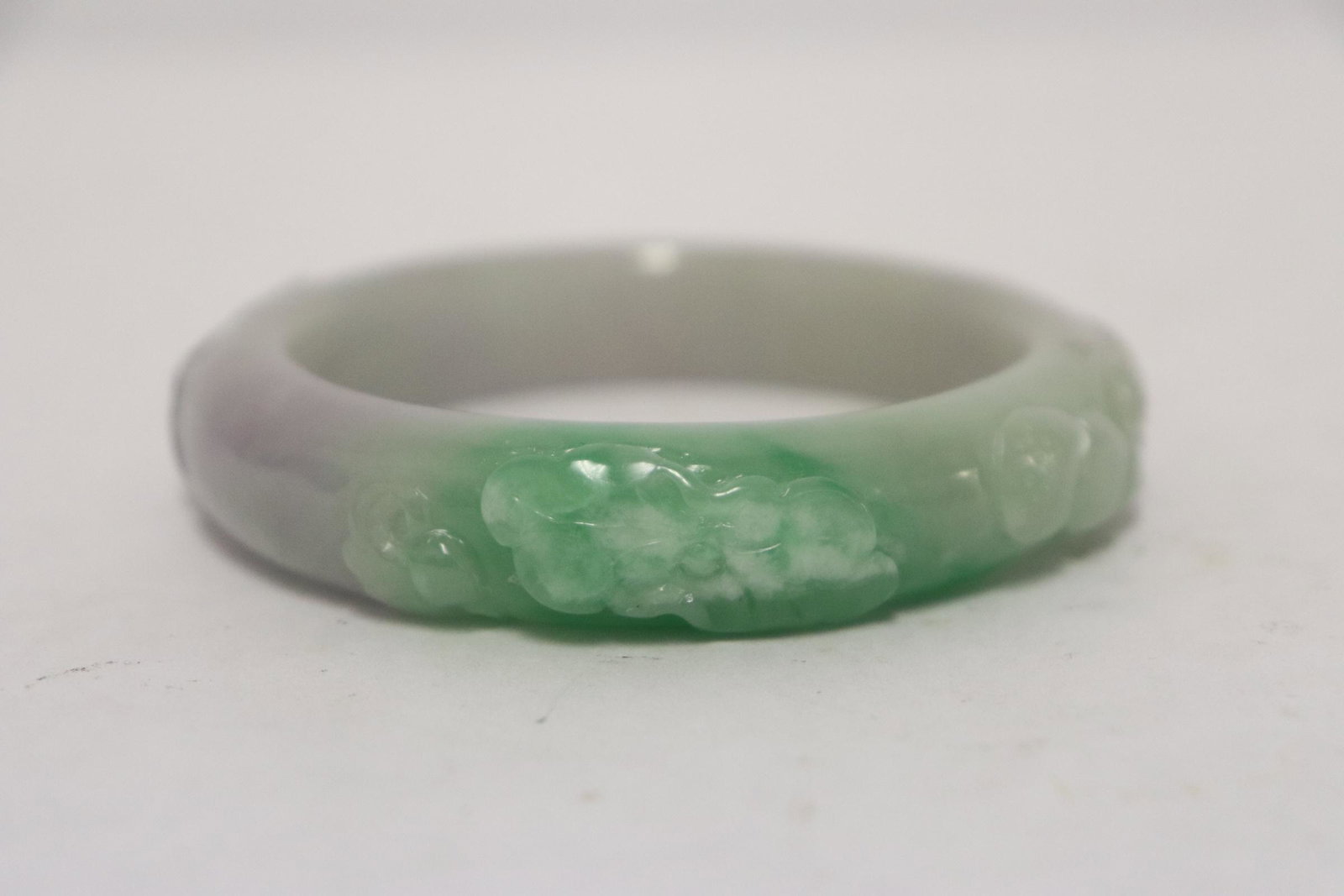 Fine jadeite carved bangle (1 of 10)