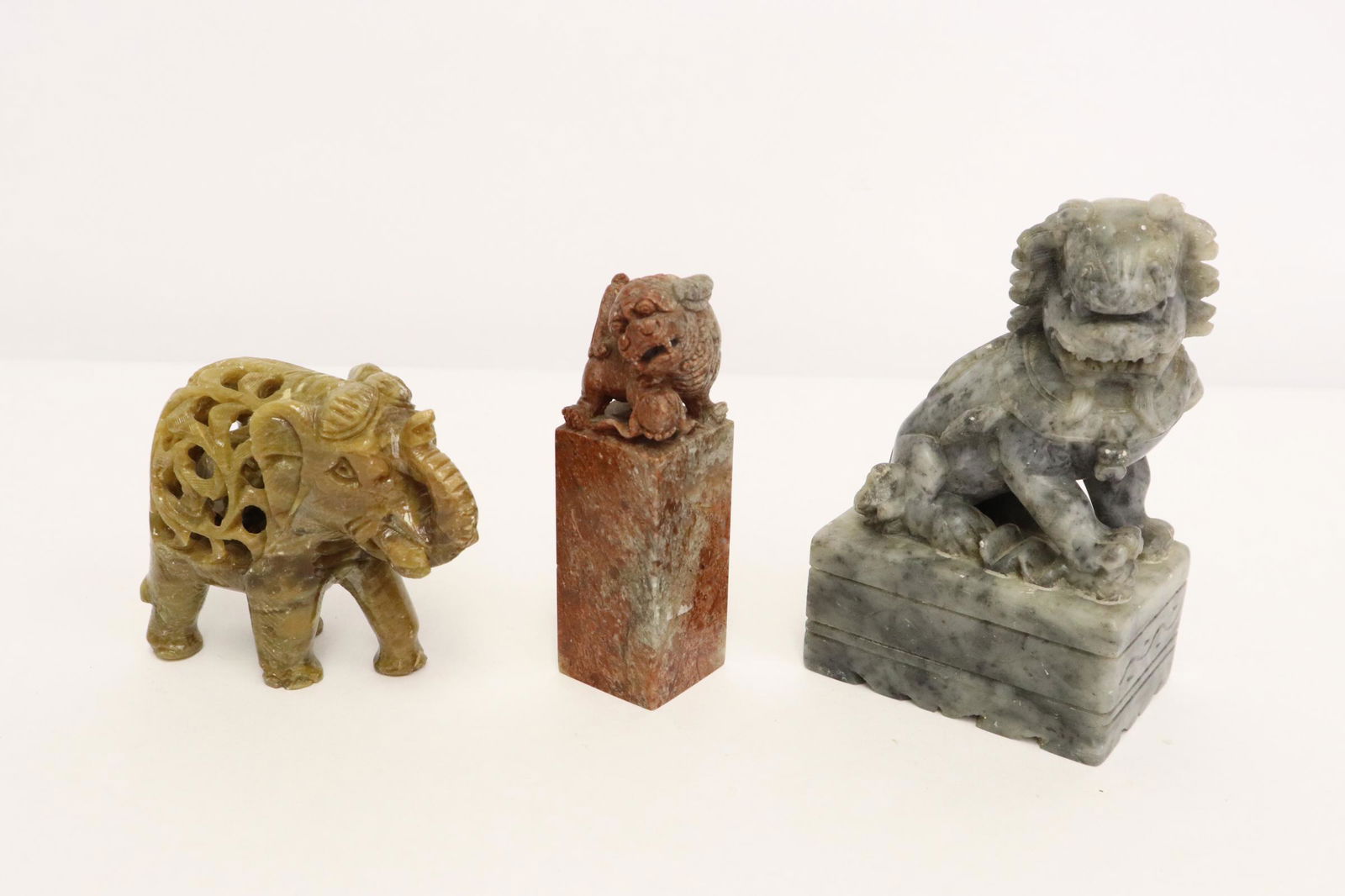 3 Chinese soapstone carved ornaments (1 of 10)