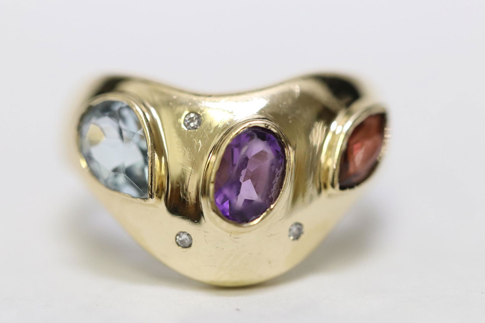 14K Y/G ring set with topaz, garnet etc. (1 of 10)