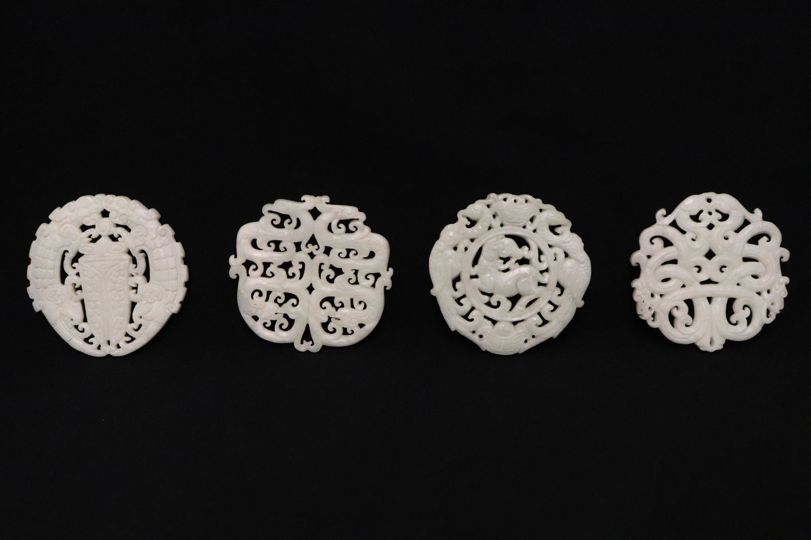 4 Chinese jade like stone carved plaques (1 of 9)