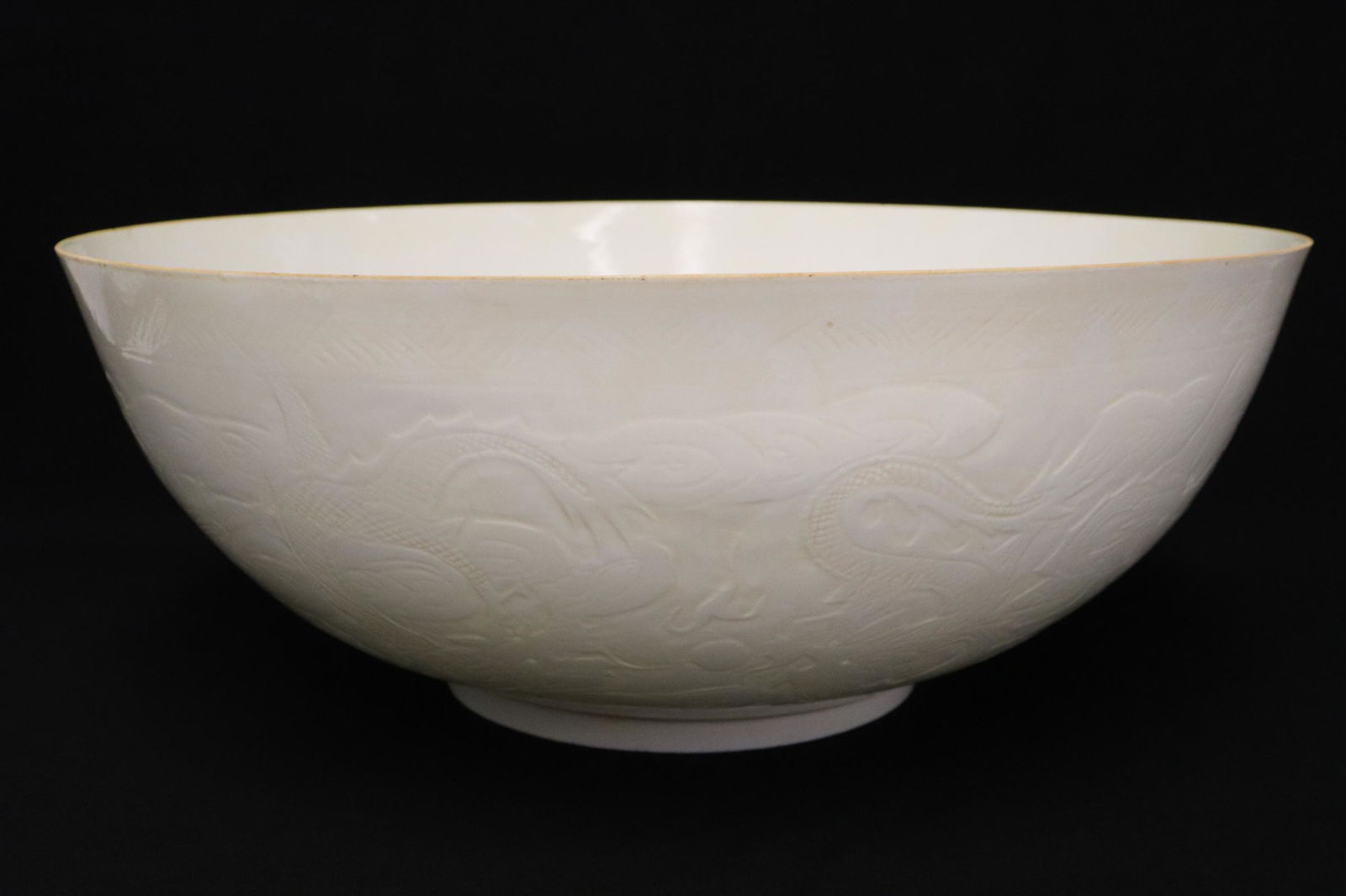 Unusual large white egg shell porcelain bowl (1 of 11)