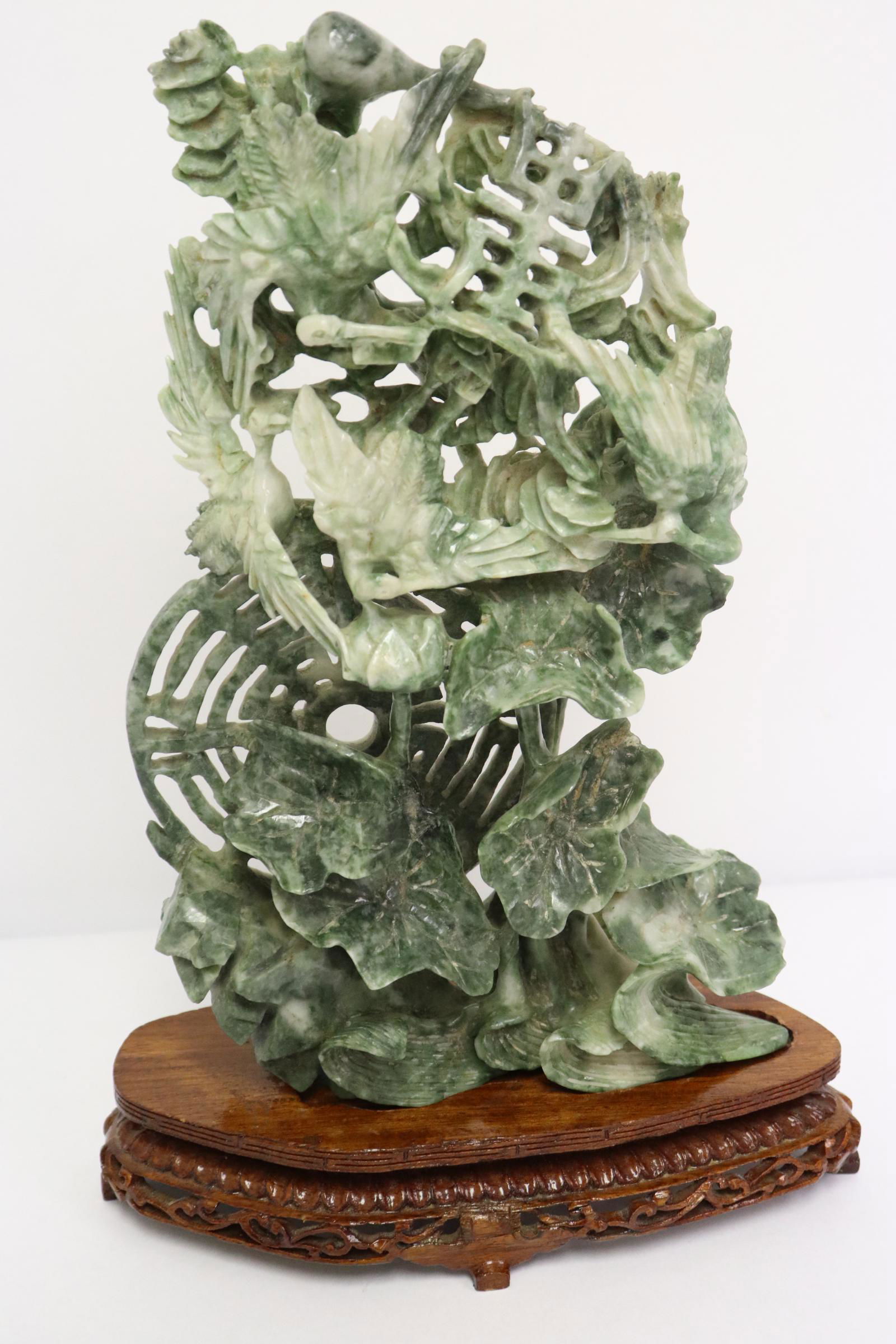 Chinese jadeite carving depicting phoenix on tree (1 of 9)