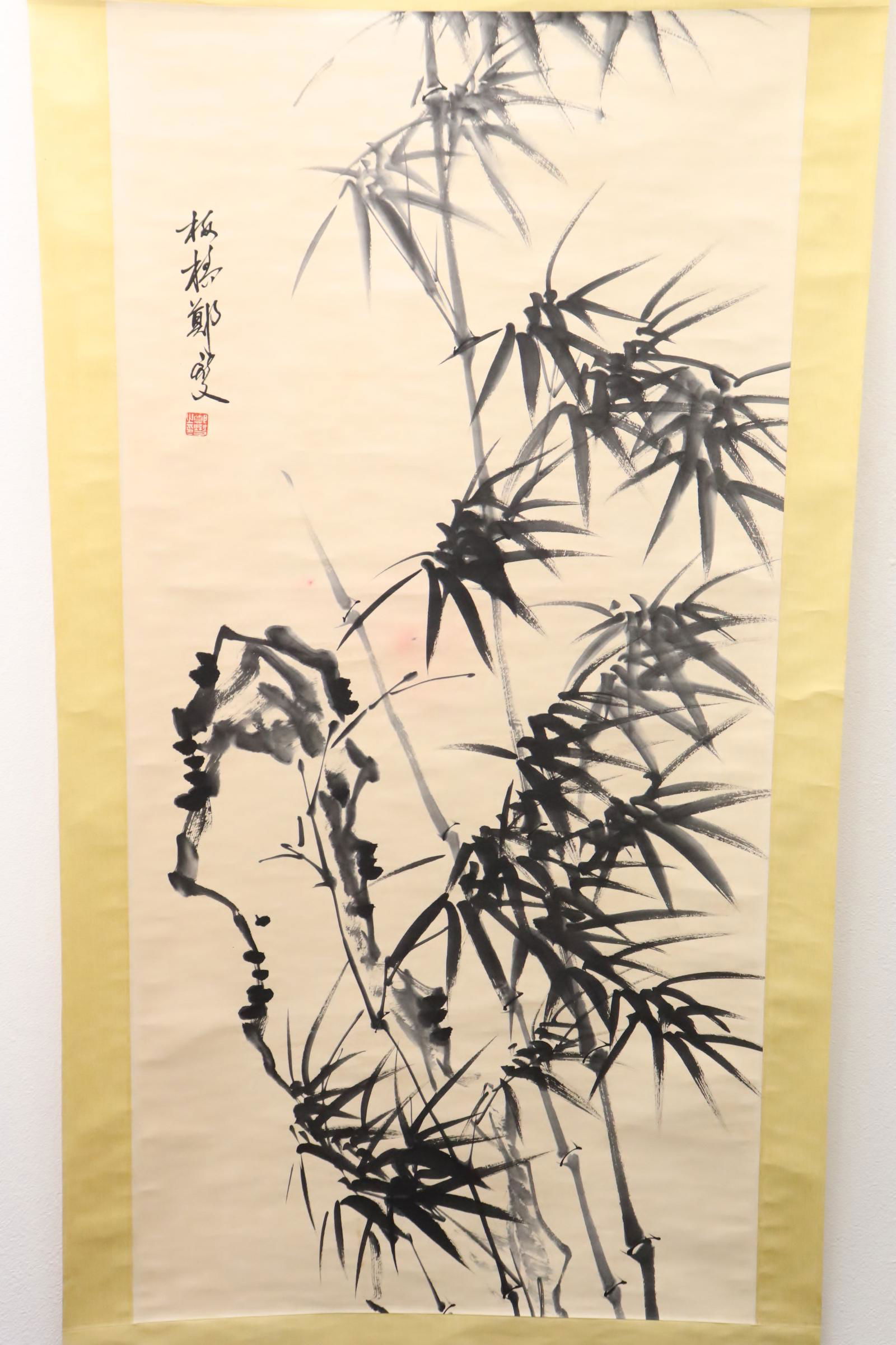 Chinese watercolor scroll "bamboo tree" (1 of 9)
