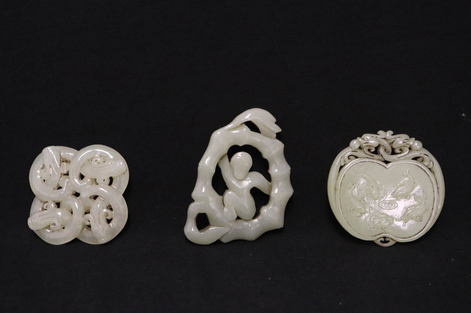 3 Chinese jade carved ornaments (1 of 10)