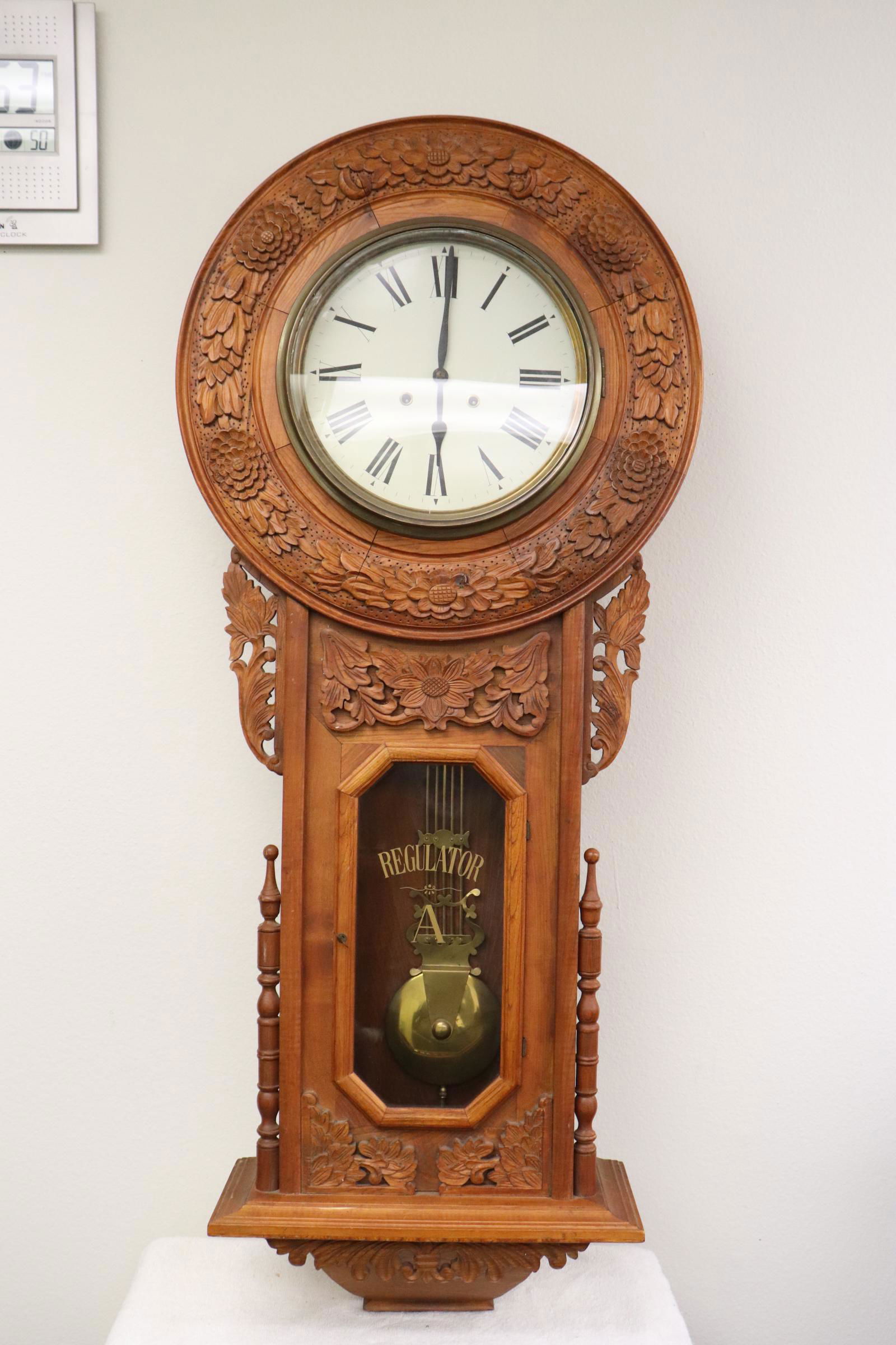 Wall clock with very fancy carved case (1 of 10)