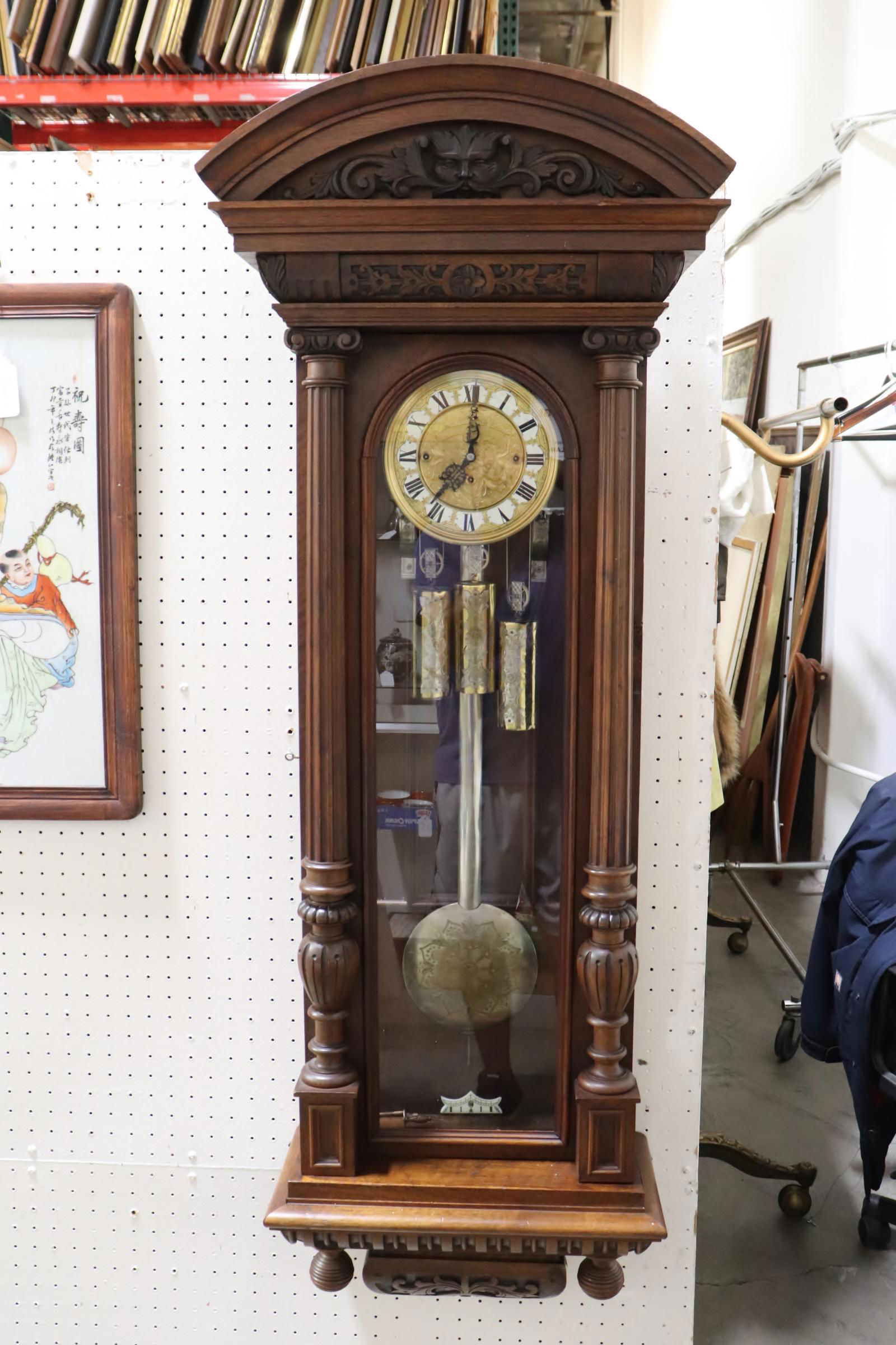 antique European regulator w/ finely carved case (1 of 10)