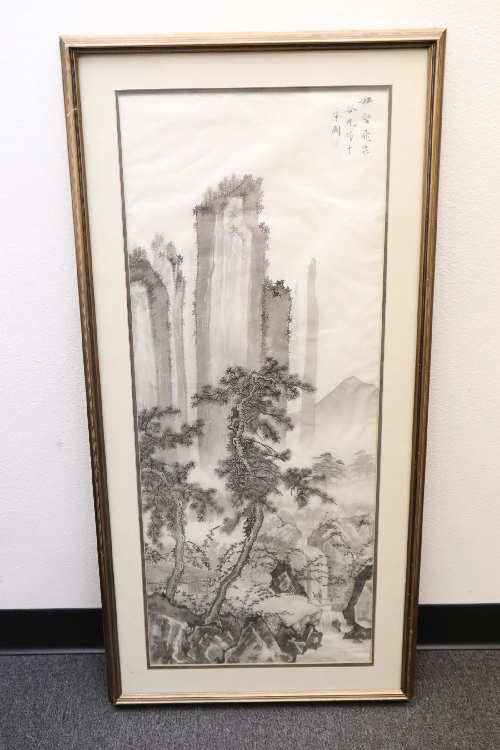 Chinese framed watercolor on silk (1 of 8)