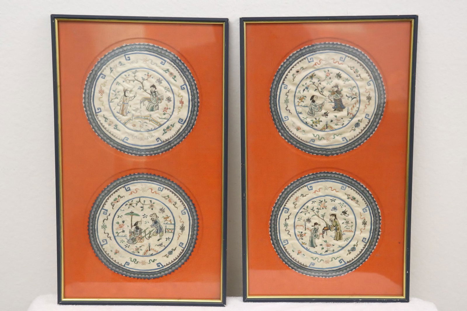 2 Chinese framed embroidery panels (1 of 9)