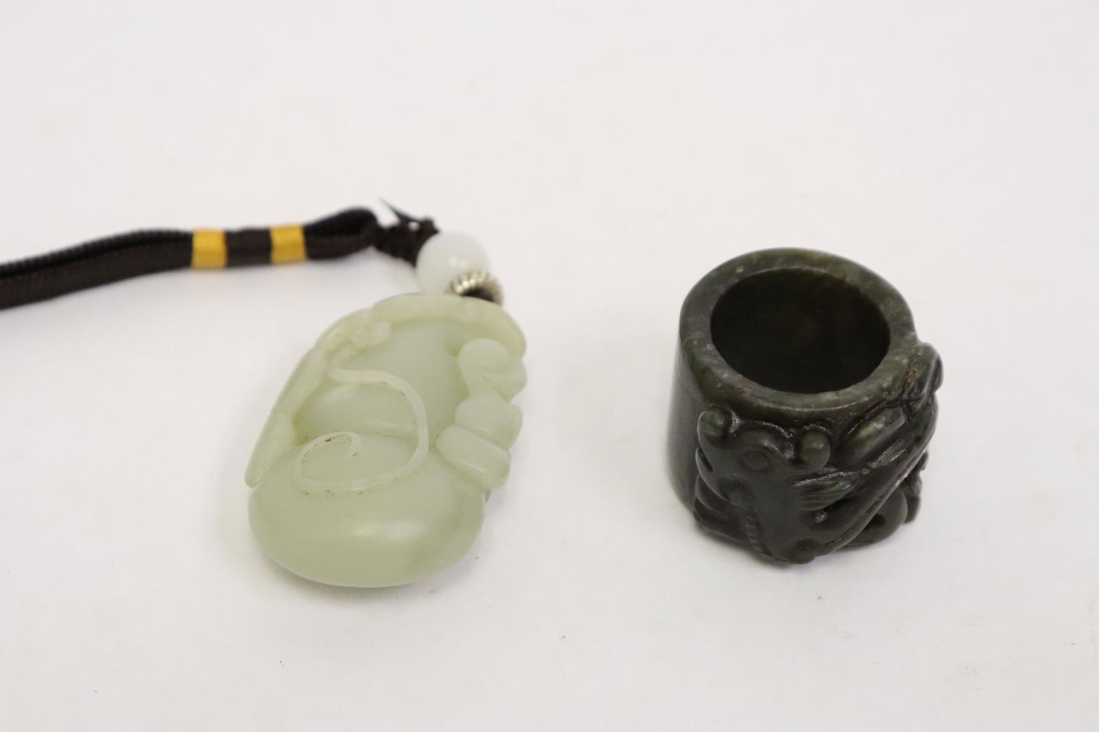 Chinese jade carving and a jade like stone bangle ring (1 of 11)