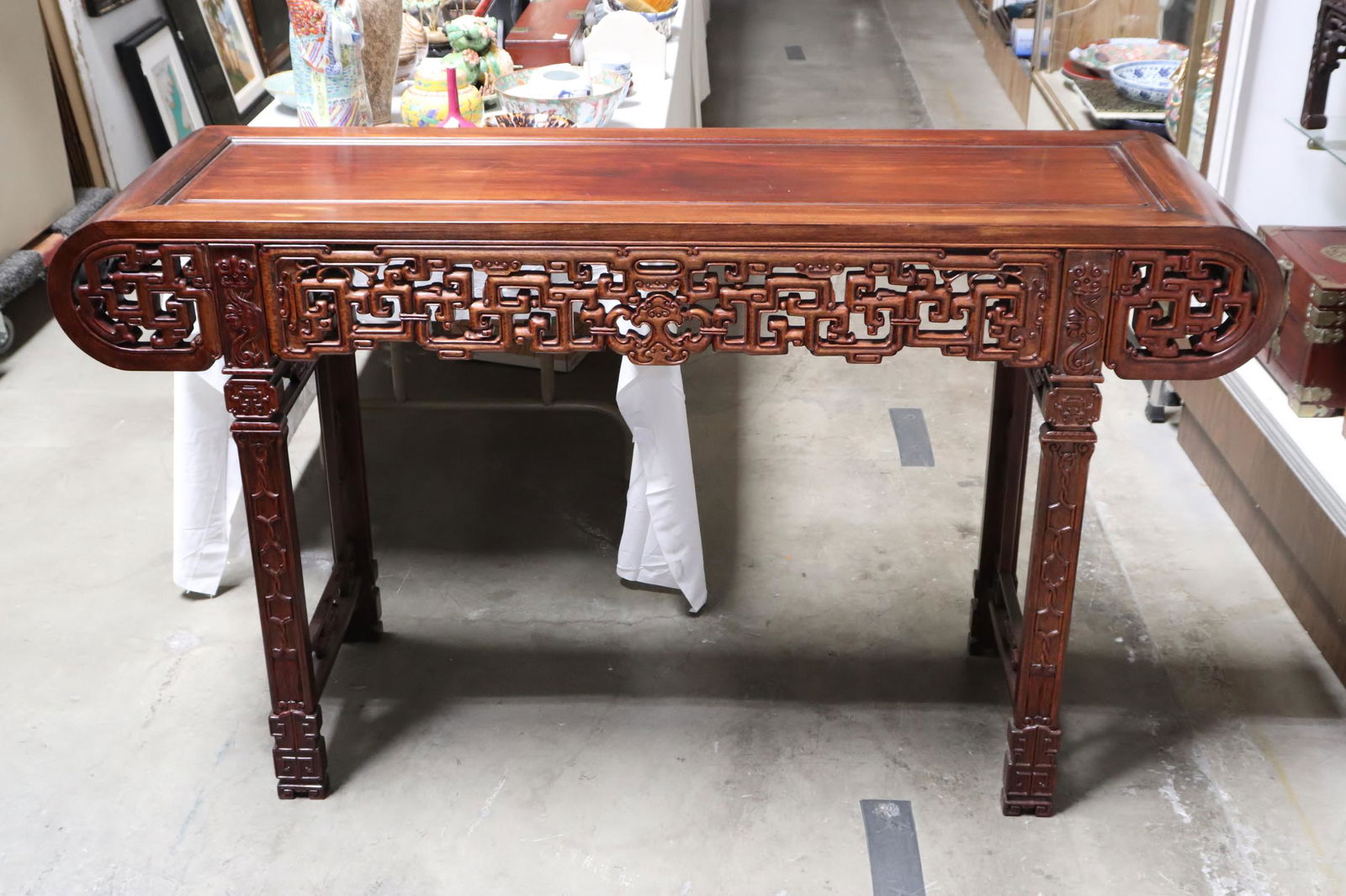 Finely carved vintage Chinese rosewood scroll table (1 of 10)