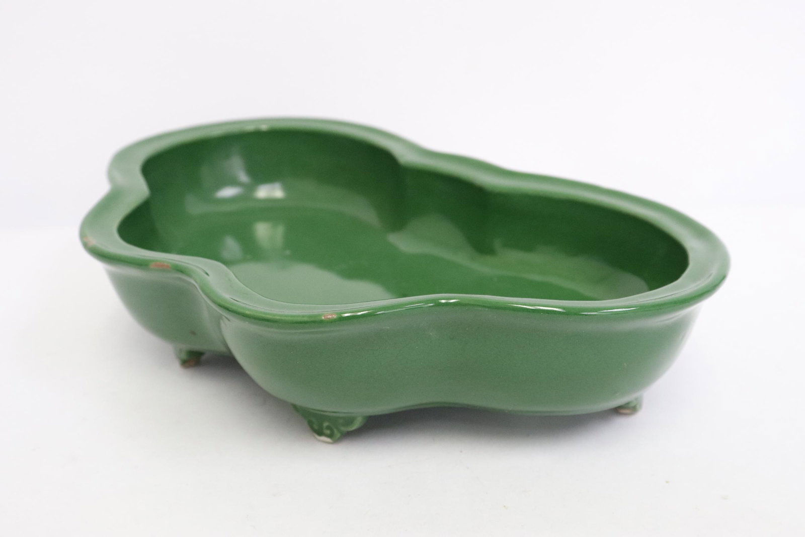 Chinese green glazed brush wash: Chinese green glazed brush wash, 2.25"Hx10.25"x6.38"