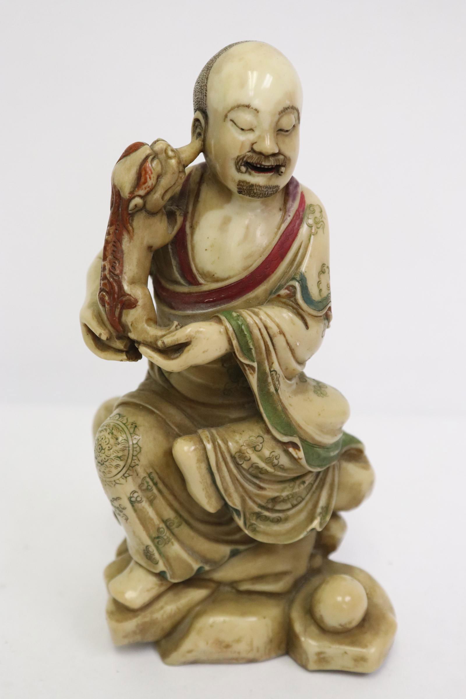Fine Chinese shoushan stone sculpture of deity (1 of 10)