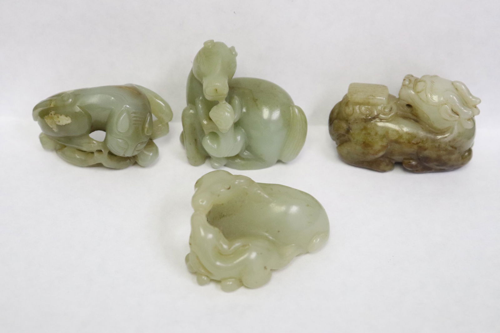 4 large jade carved animals (1 of 10)