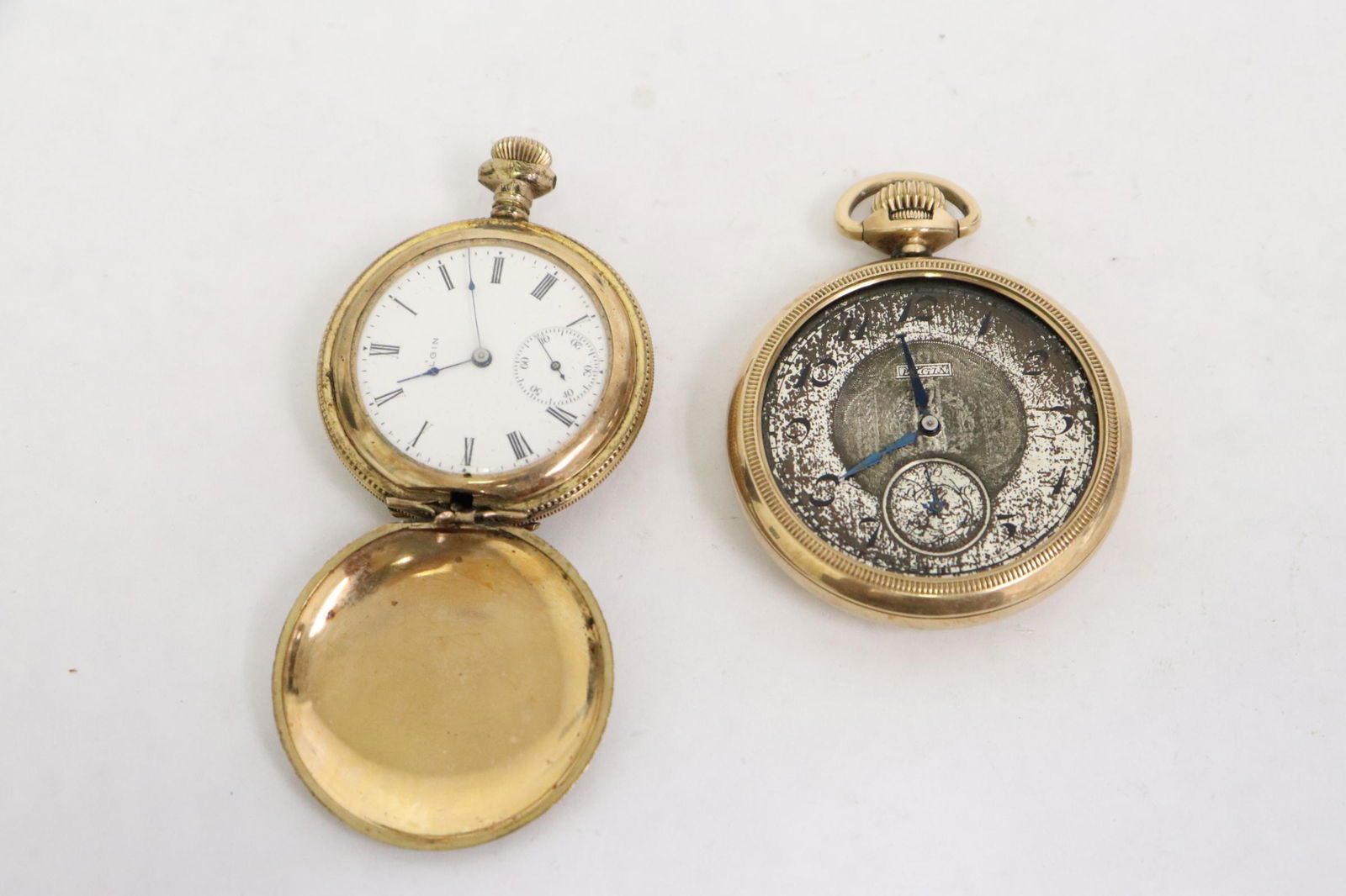 2 Elgin pocket watches, one missing crystal (1 of 10)