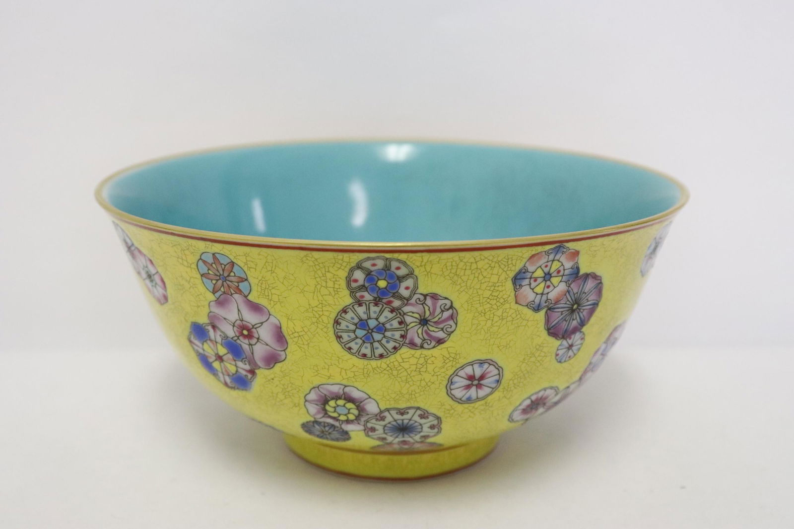 Chinese yellow background famille rose bowl (1 of 11)
