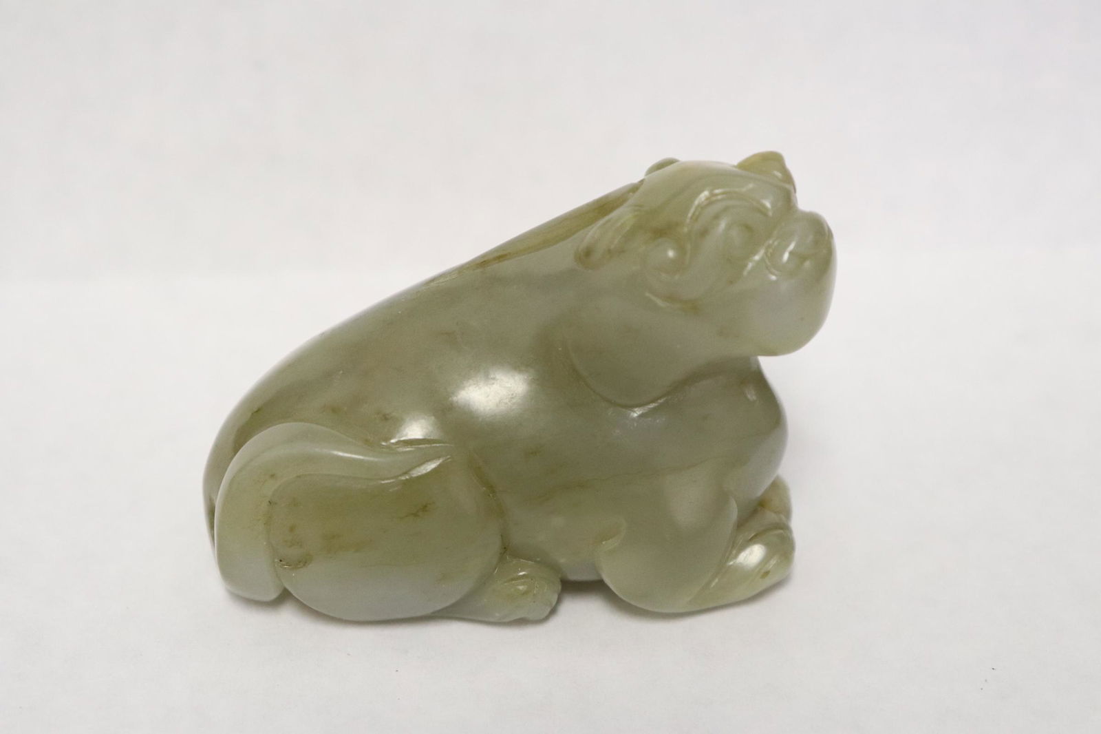 Fine Chinese celadon jade carved qilin (1 of 10)