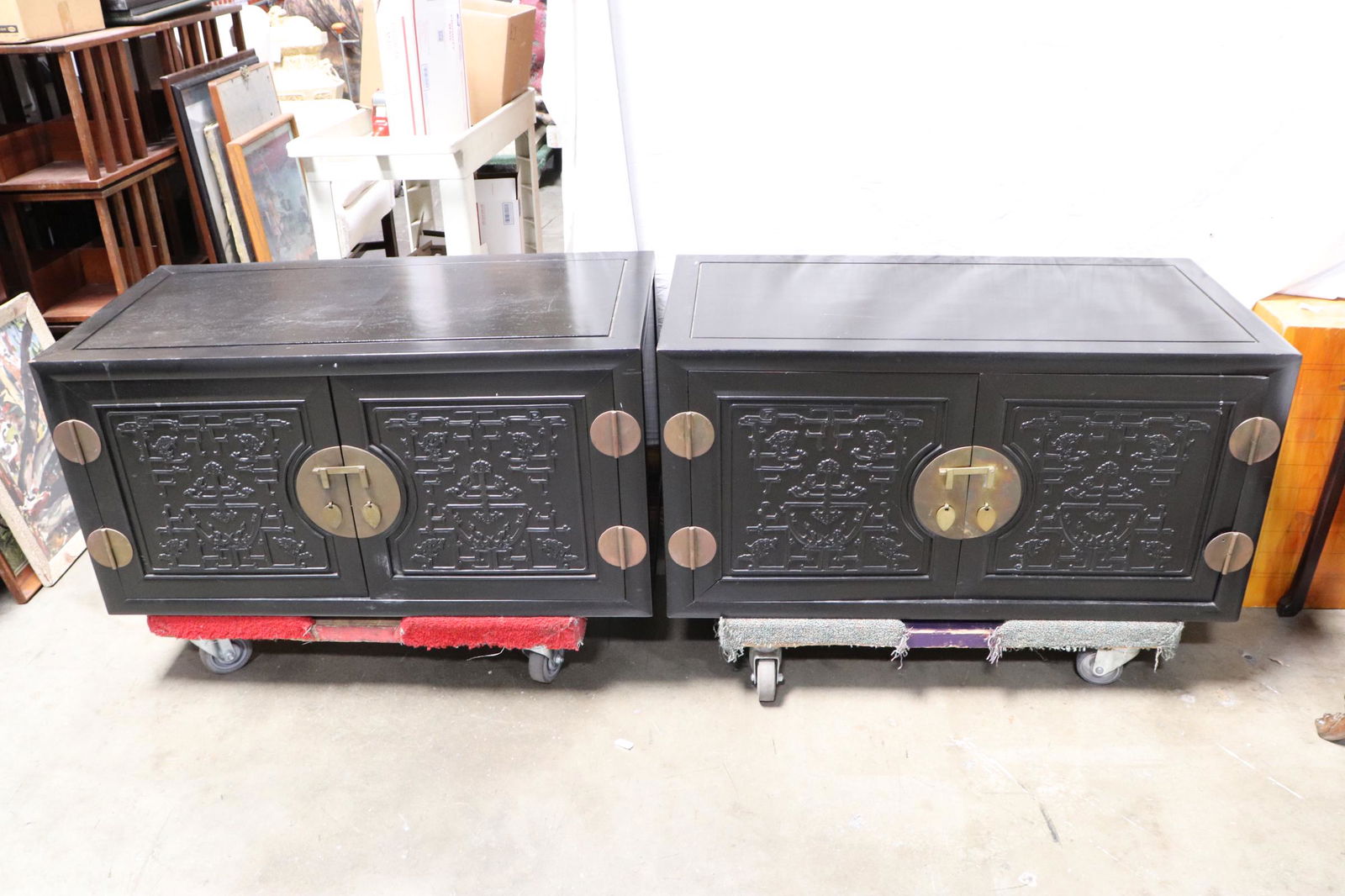 Pair Chinese rosewood side cabinet (1 of 13)