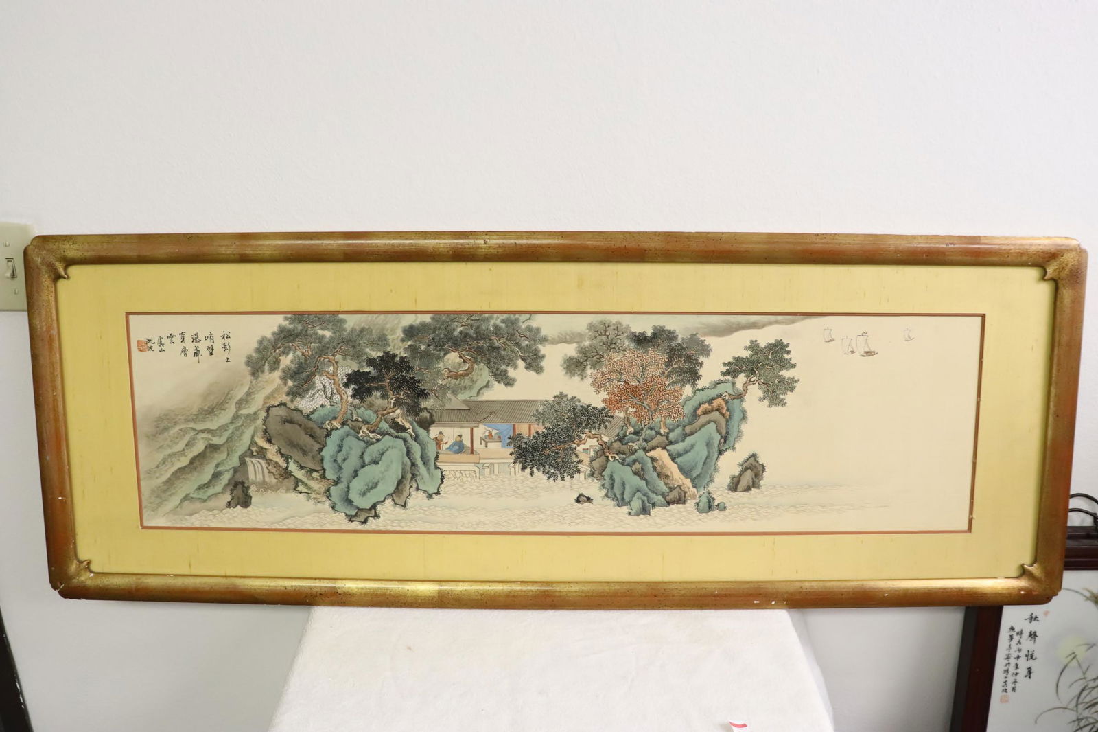Framed Chinese vintage w/c, w/ signature & seal (1 of 9)