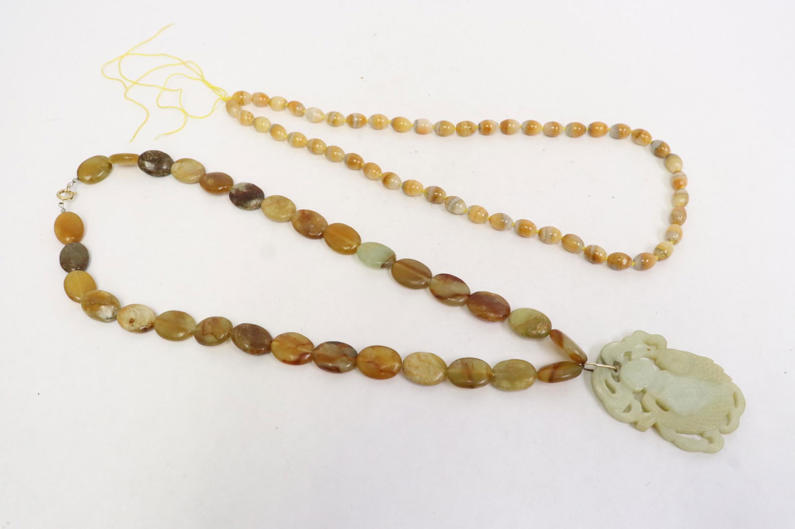 Agate like bead necklace, jade pendant w/ bead necklace (1 of 10)