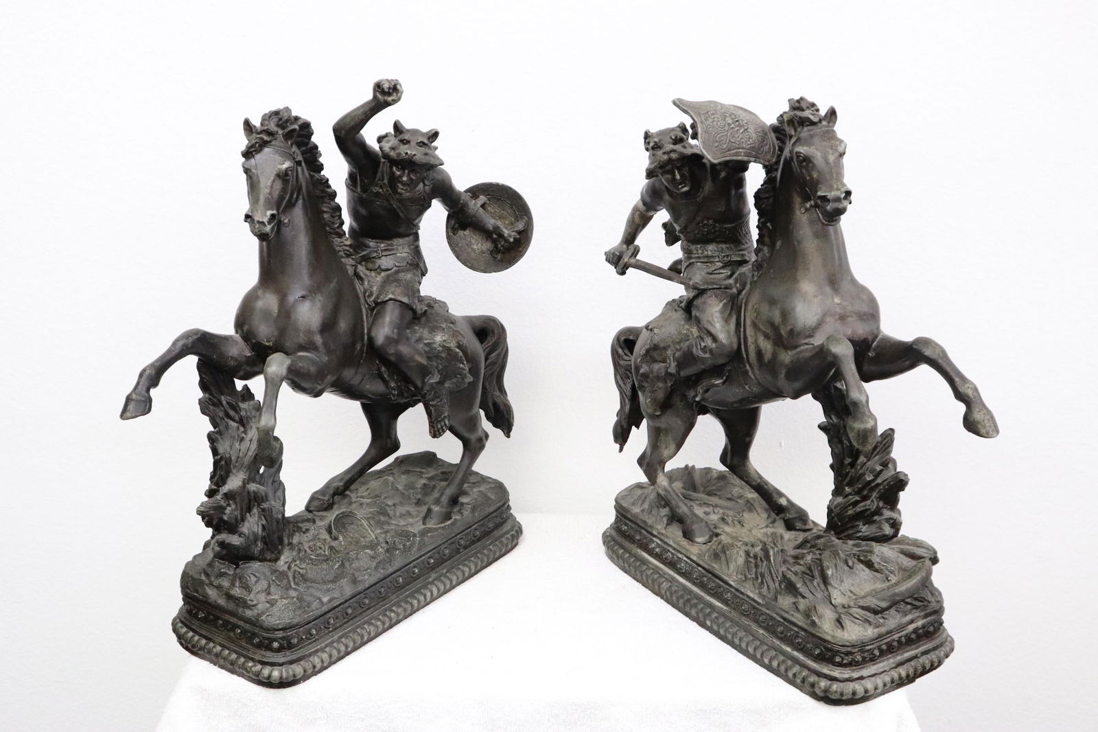 Pair antique European painted spelter sculpture (1 of 14)