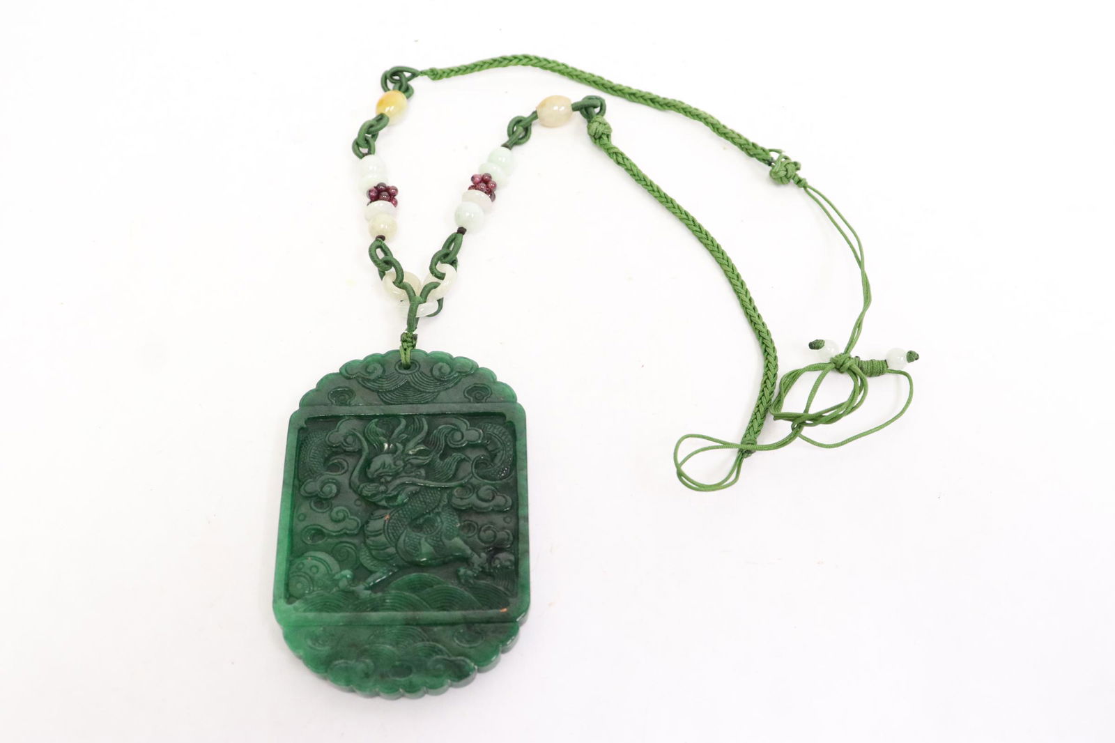 Large jadeite like stone carved plaque (1 of 10)