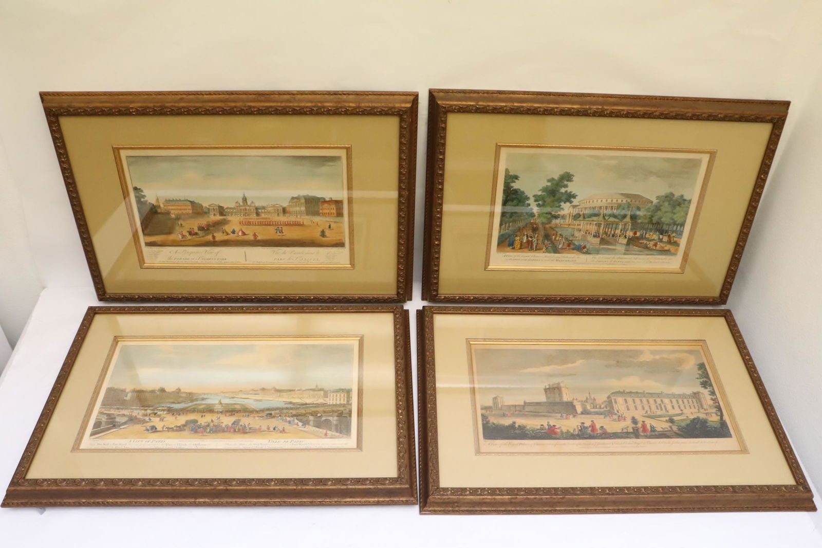 Set of 4 hand colored French etchings (1 of 17)
