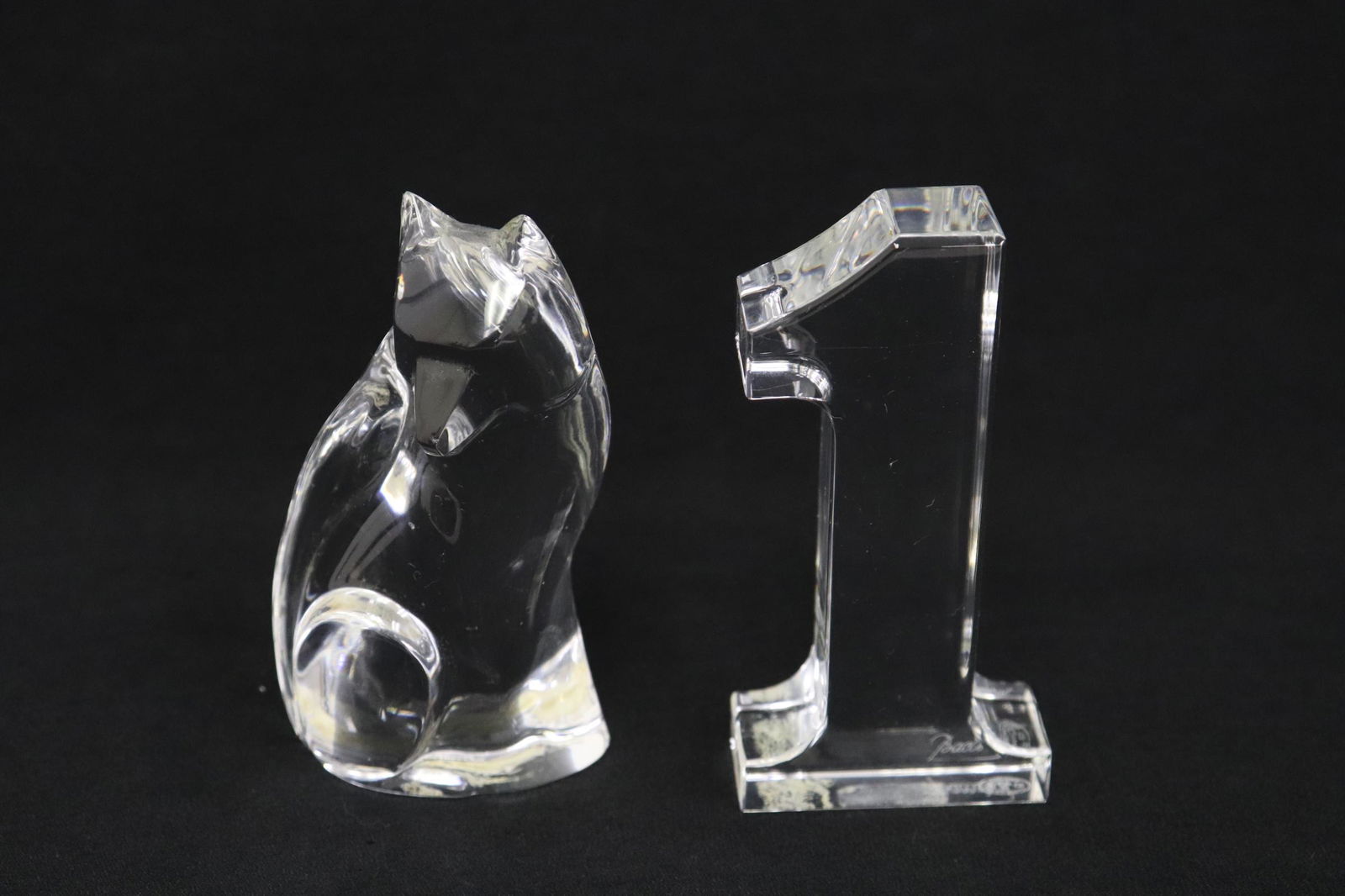 Baccarat crystal "#1", & a crystal cat by Val St. (1 of 11)