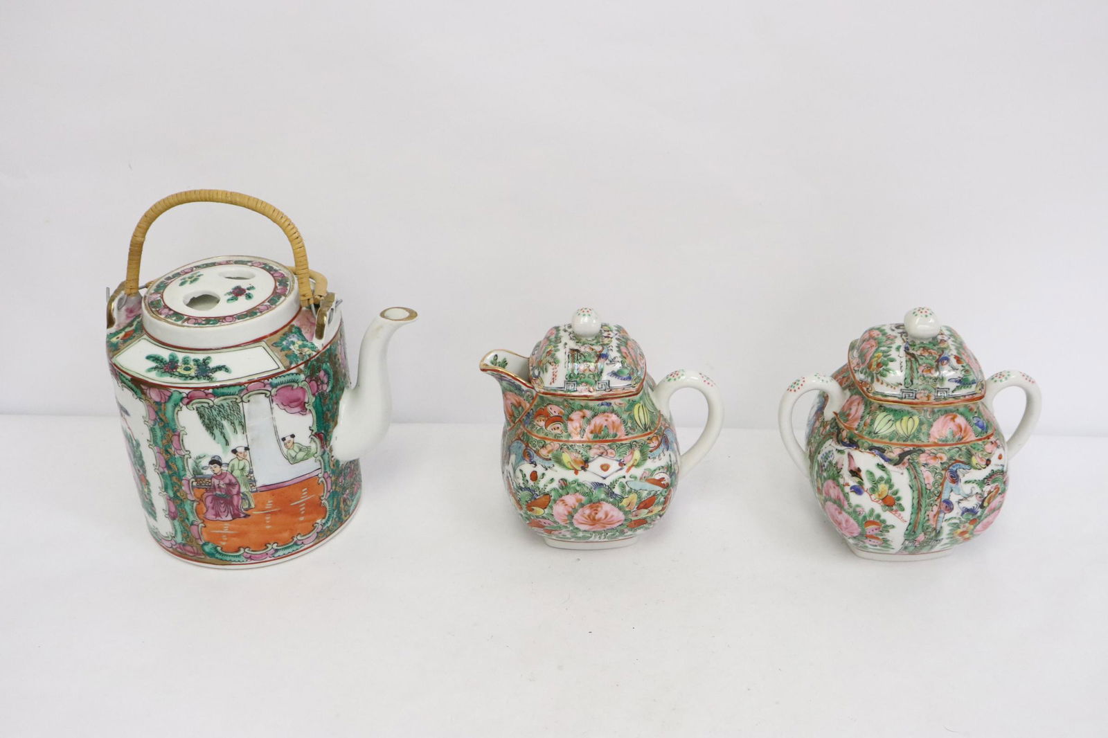 3 pieces Chinese antique export rose canton (1 of 12)