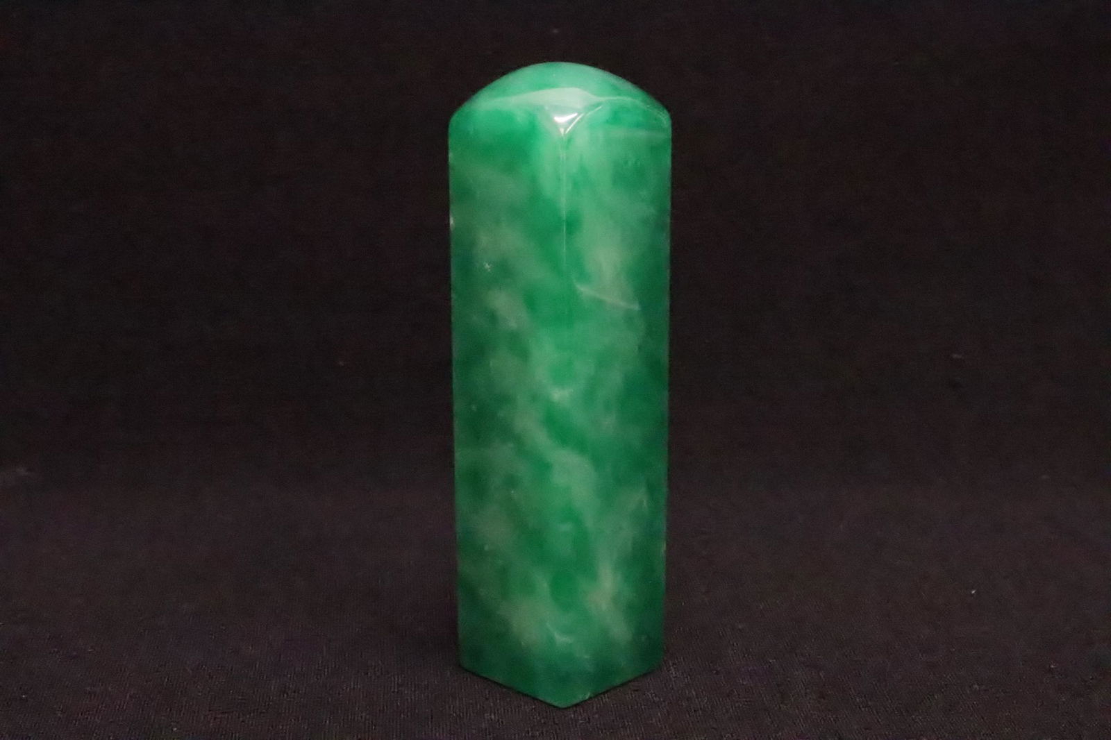 A apple green jadeite like stone carved seal (1 of 11)