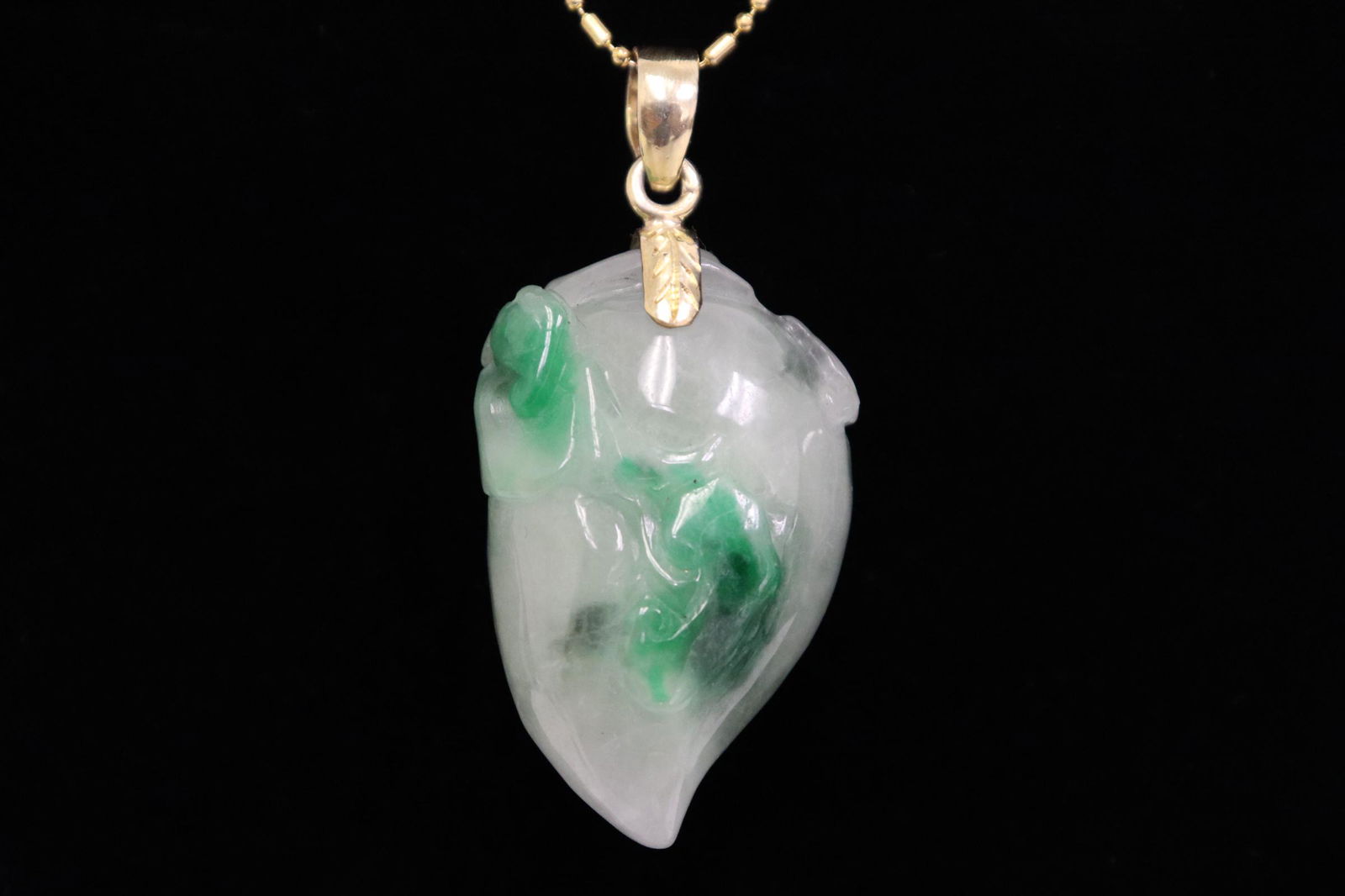 jadeite pendant w/ silver bail & gold plate necklace (1 of 10)