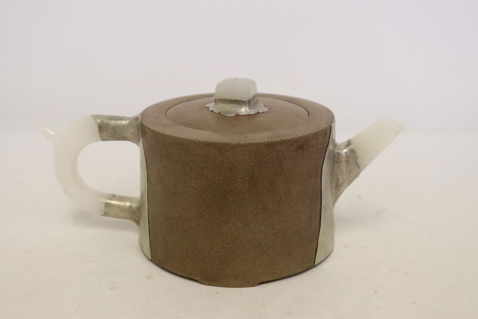 Chinese Yixing teapot w/ jade handle & spout (1 of 9)