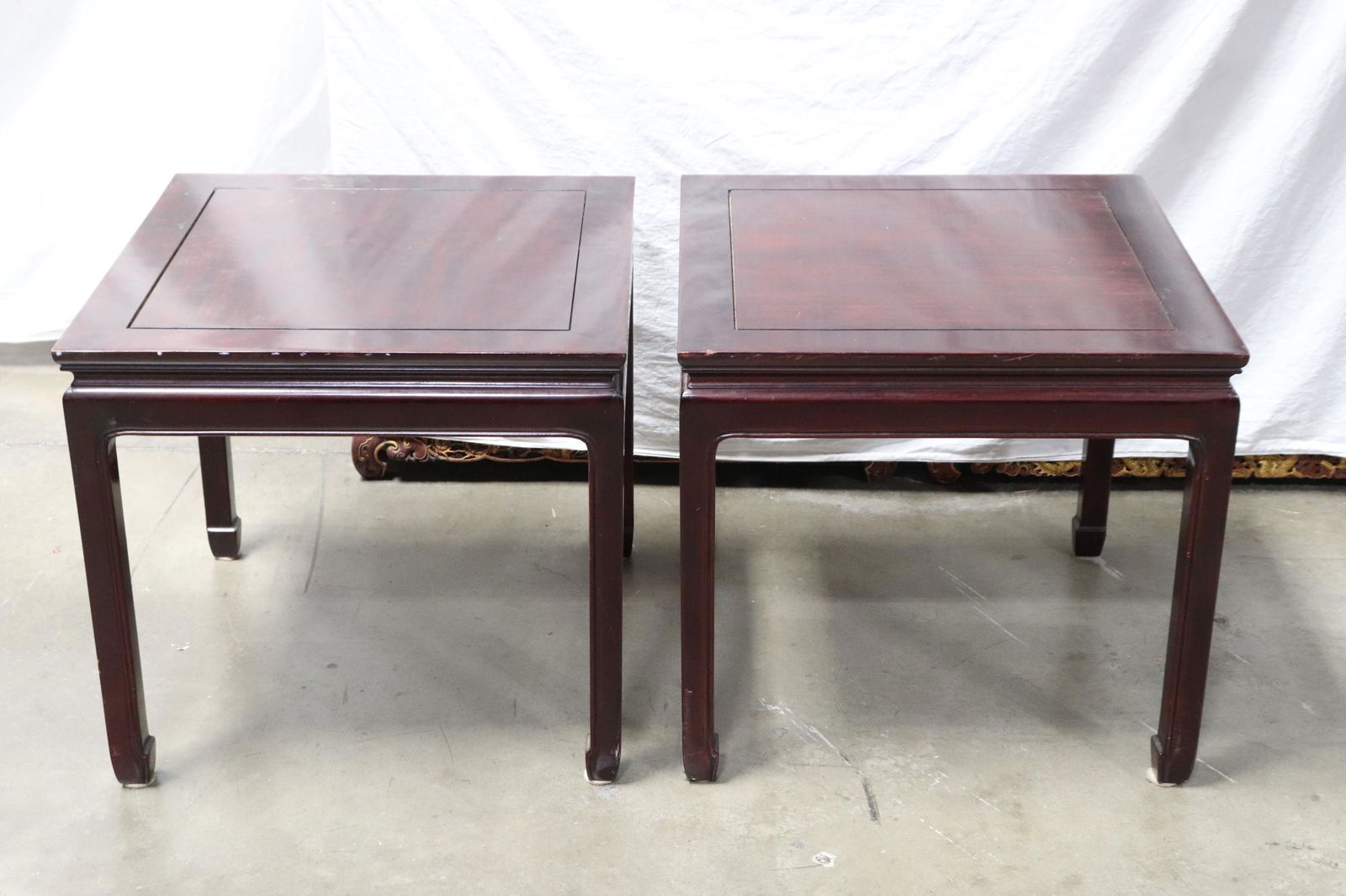 Pair Chinese rosewood square side tables (1 of 10)
