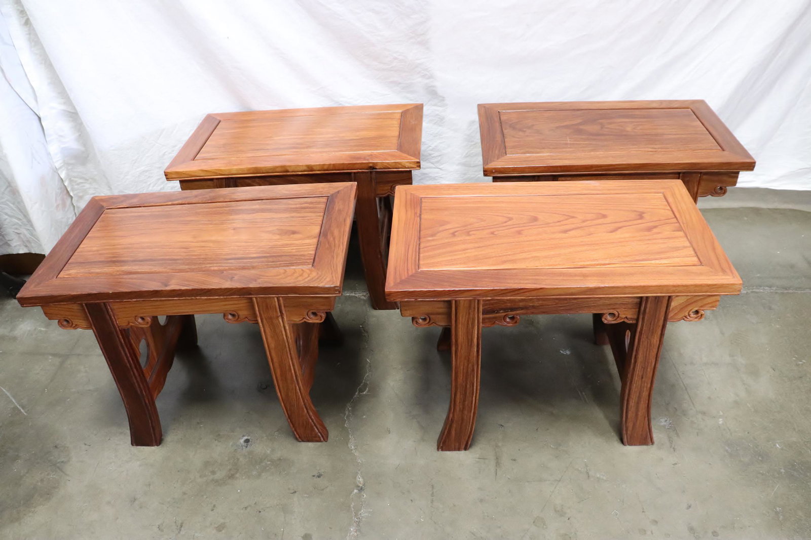 Set of 4 possible huanghuali wood stools: Set of 4 possible huanghuali wood stools, 15.6"Hx21.75"x13" each
