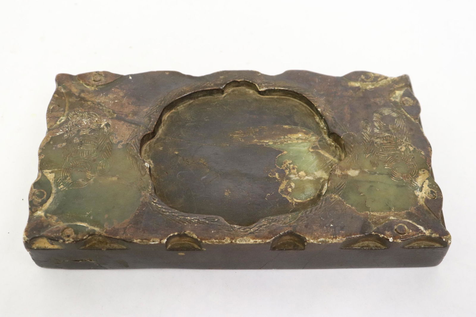 A jade like stone carved inkwell (1 of 8)