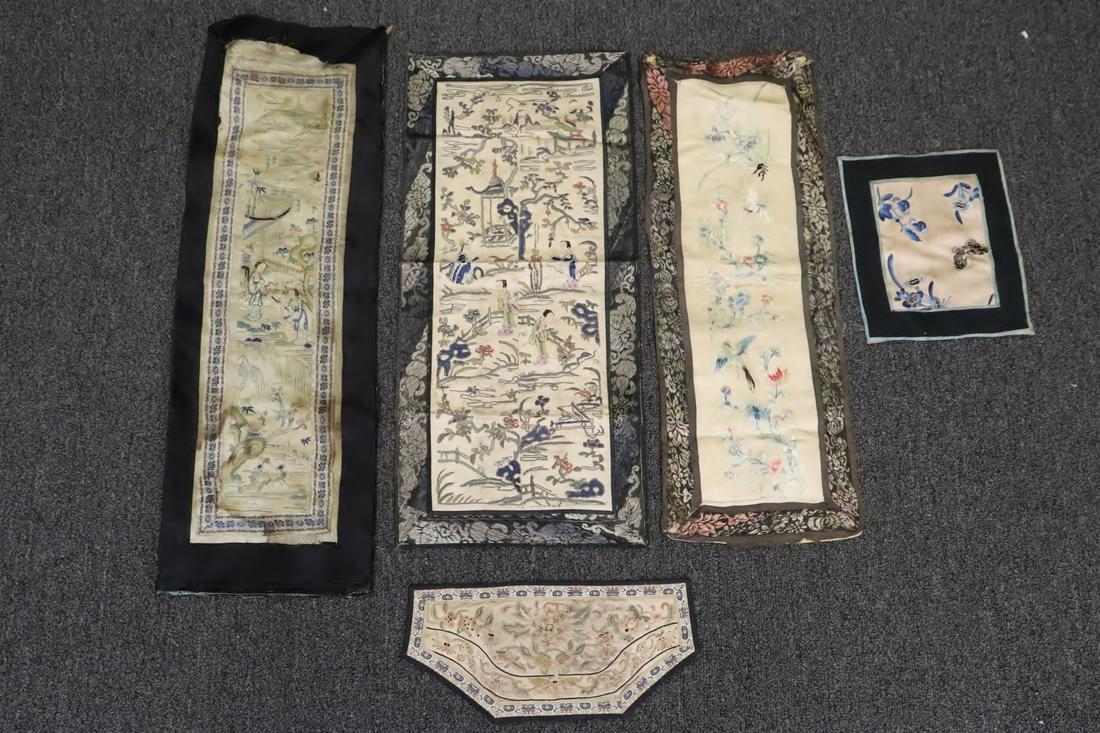5 Chinese vintage embroidery panels (1 of 9)