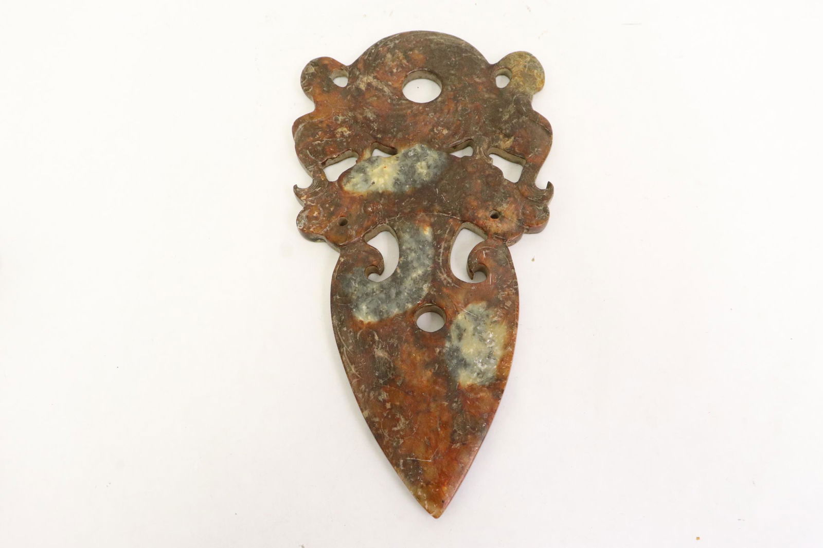 Large Chinese jade like stone carved ornament (1 of 10)