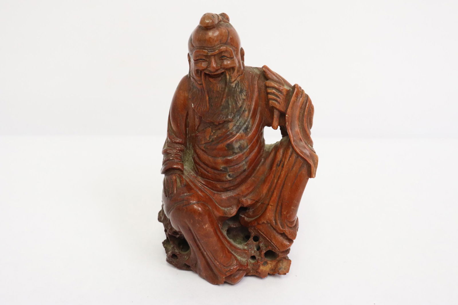 Fine Chinese antique jasper stone carved figure: Fine Chinese antique jasper stone carved figure (5.1"H)