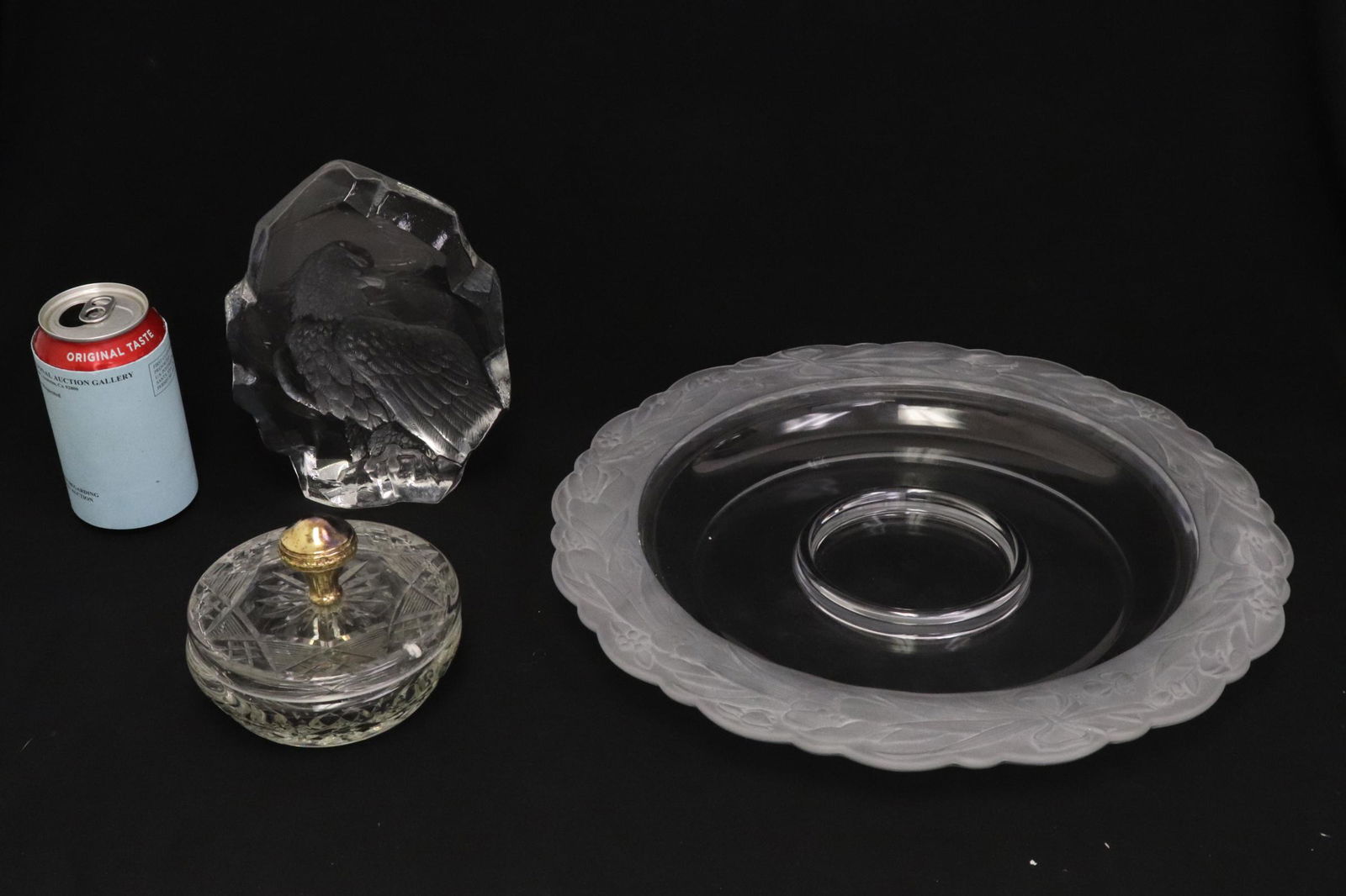 Art glass panel, & a large glass platter w/ center bowl (1 of 12)