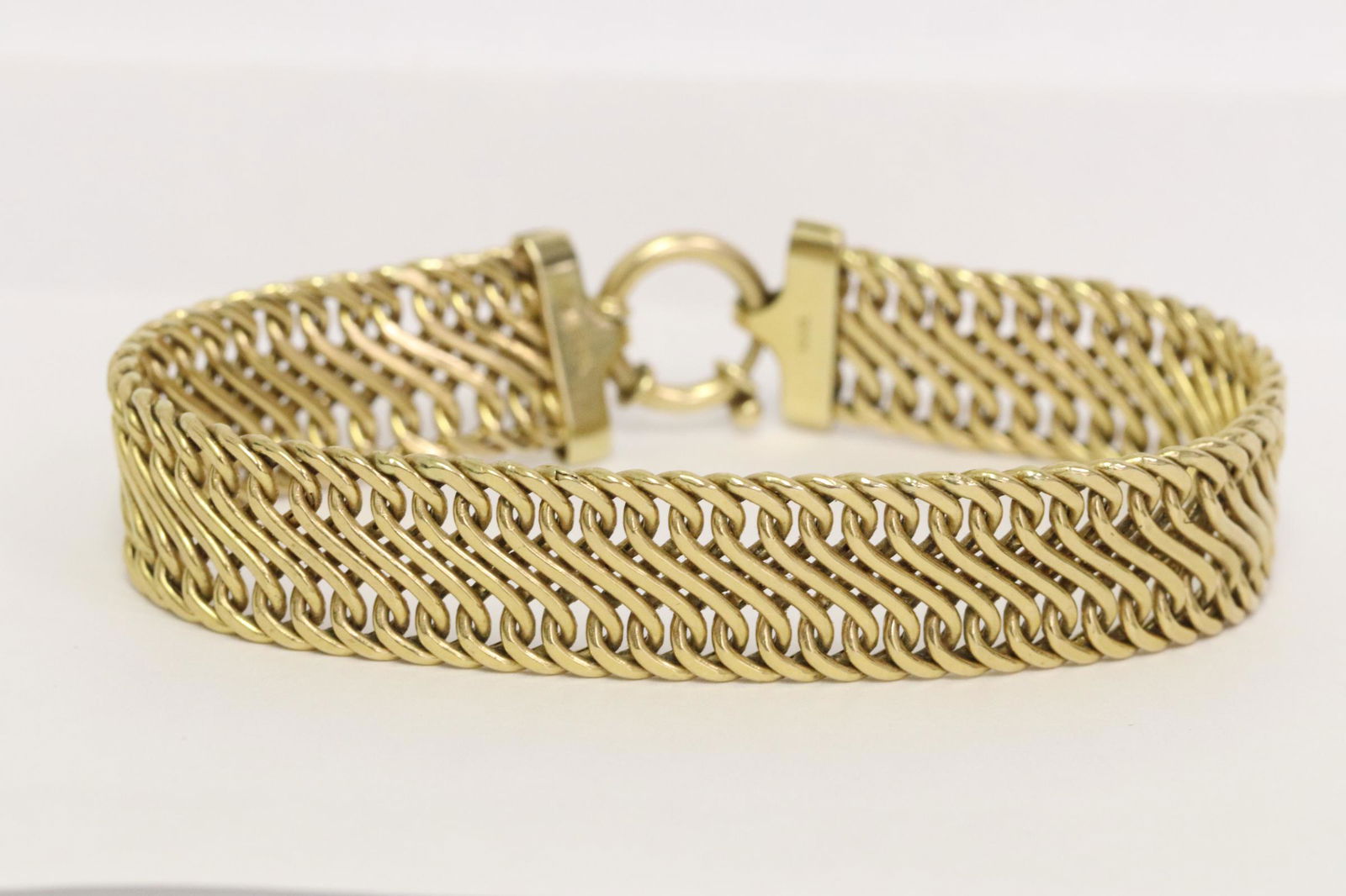 14K Y/G Italian bracelet with maker's mark (1 of 9)