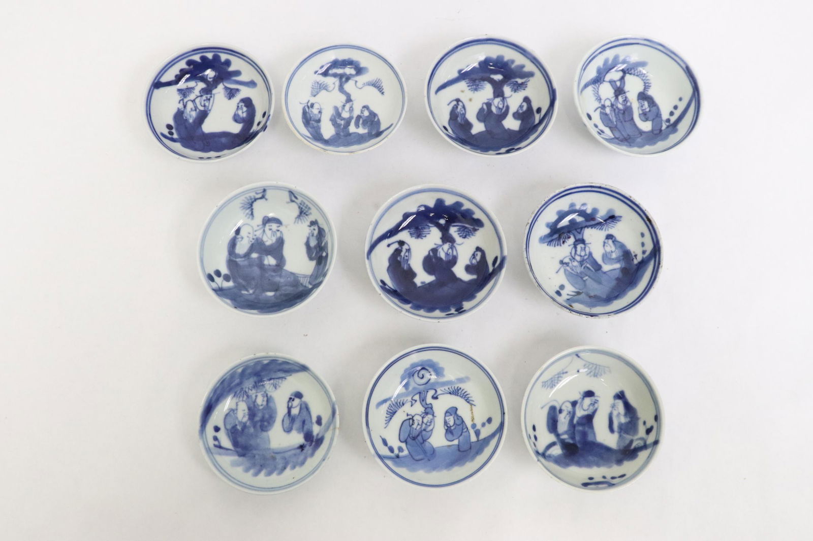 10 Chinese antique b&w porcelain sauce dishes (1 of 9)