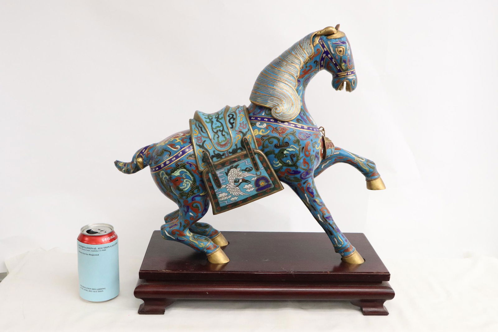 A large Chinese cloisonne horse on stand (1 of 10)