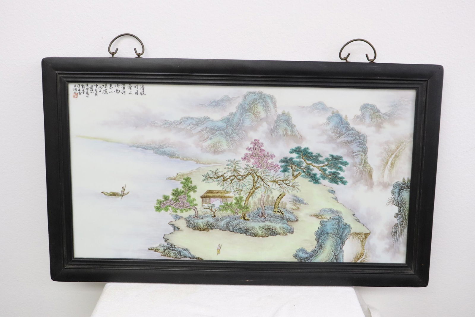 Large Chinese framed porcelain plaque (1 of 10)