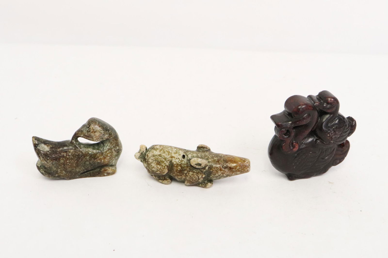 3 jade like stone carved ornaments (1 of 10)